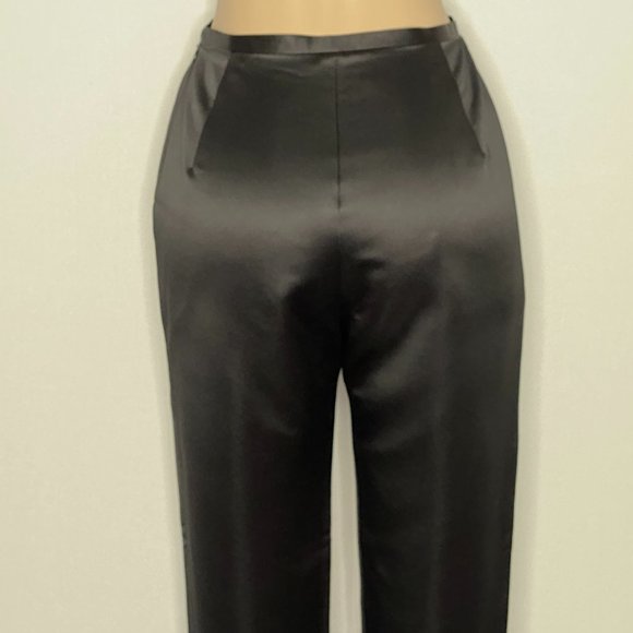 Isabel Ardee Pants Black Satin Straight Leg 10 - Picture 4 of 10